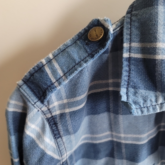 CURRENT/ELLIOTT, The Perfect Shirt, Reflektor Plaid, Blue and White, Size 1 (S) - Picture 8 of 10